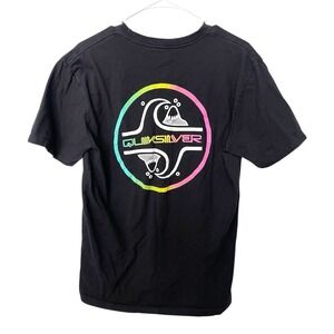 Vintage‎ Quiksilver Large Black Short Sleeve T-Shirt Surf Logo 90's Y2K Waves